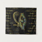 Egyptisch oog van Horus over hiërogliefen en marme Wandkleed (Voorkant (horizontaal))