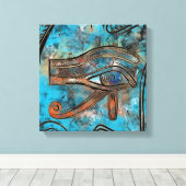 Egyptisch oog van paarden - Wadjet - Gemengde medi Canvas Afdruk (Insitu (Houten vloer))