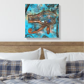 Egyptisch oog van paarden - Wadjet - Gemengde medi Canvas Afdruk (Insitu (Slaapkamer))