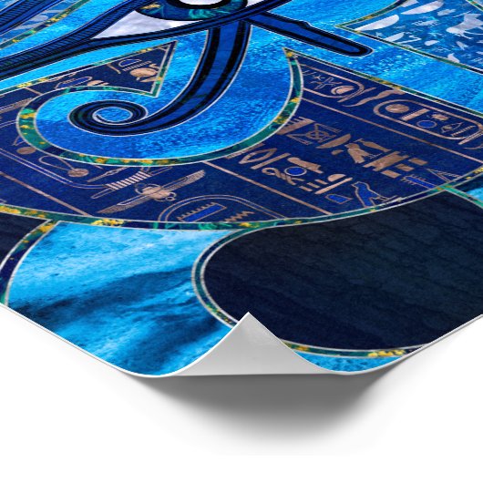 Egyptisch oog van paarden - Wadjet - gemengde text Poster (Hoek)