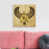 Egyptisch oog van paarden - Wadjet Gold en hout Canvas Afdruk (Insitu (Woonkamer))