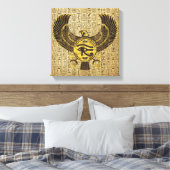 Egyptisch oog van paarden - Wadjet Gold en hout Canvas Afdruk (Insitu (Slaapkamer))