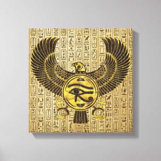 Egyptisch oog van paarden - Wadjet Gold en hout Canvas Afdruk (Voorkant)
