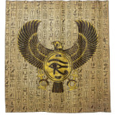 Egyptisch oog van paarden - Wadjet Gold en hout Douchegordijn (Voorkant)