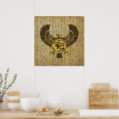 Egyptisch oog van paarden - Wadjet Gold en hout Poster (Keuken)