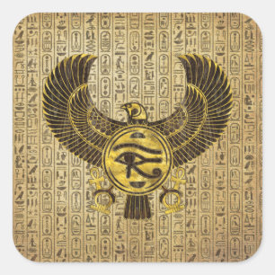 Egyptisch oog van paarden - Wadjet Gold en hout Vierkante Sticker