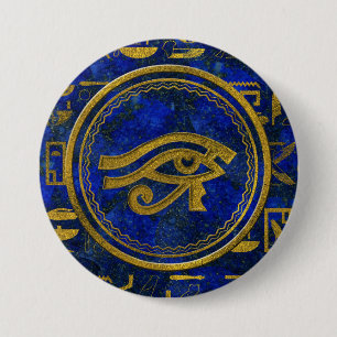 Egyptisch oog van paarden - Wadjet Lapis Lazuli Ronde Button 7,6 Cm