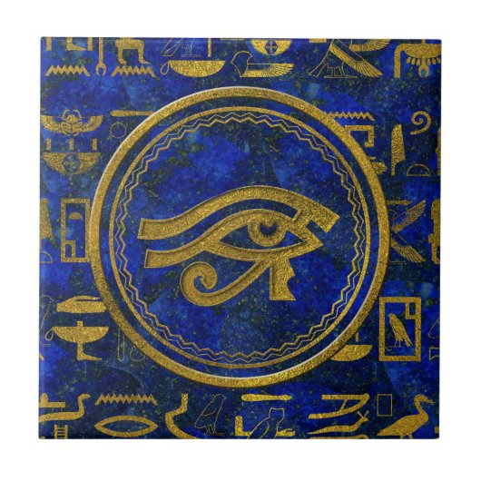 Egyptisch oog van paarden - Wadjet Lapis Lazuli Tegeltje (Voorkant)