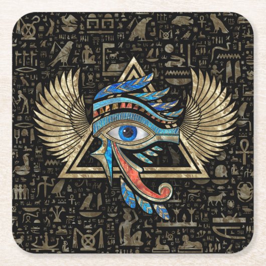 Egyptisch oog van paarden - Wadjet Ornament Kartonnen Onderzetters (Voorkant)