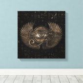 Egyptisch oog - Wadjet Gold Canvas Afdruk (Insitu (Houten vloer))