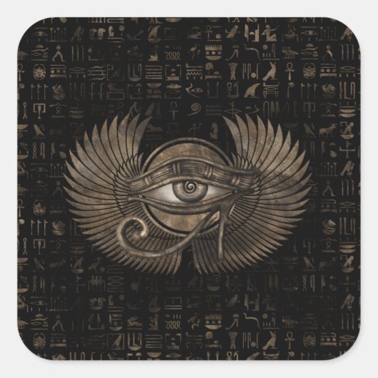 Egyptisch oog - Wadjet  Gold Vierkante Sticker (Voorkant)