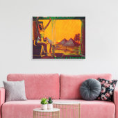 Egyptisch Oranje LabelDowney, CA Canvas Afdruk (Insitu (Woonkamer))