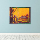 Egyptisch Oranje LabelDowney, CA Canvas Afdruk (Insitu (Houten vloer))