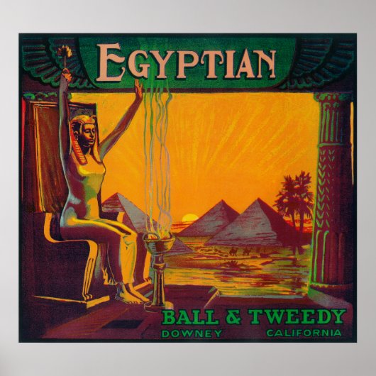 Egyptisch Oranje LabelDowney, CA Poster (Voorkant)