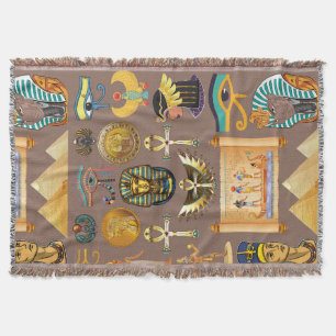 Egyptisch Oud Hiërogliefenpatroonsymbool Deken