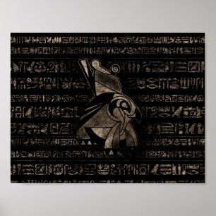 Egyptisch paard -  goud in zwart poster