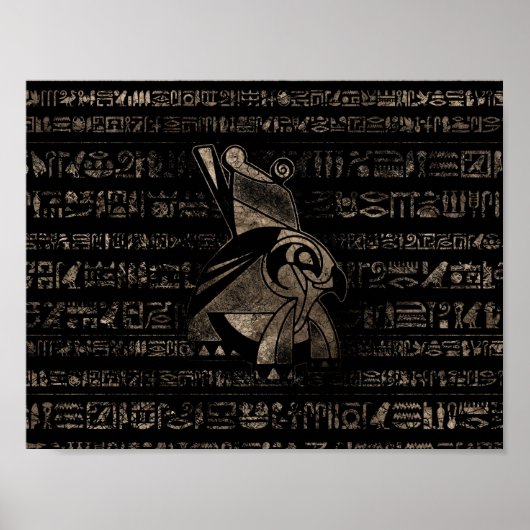 Egyptisch paard - goud in zwart poster (Voorkant)