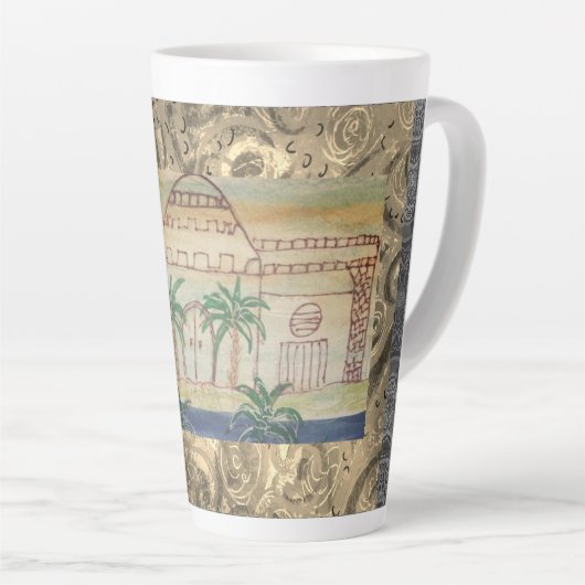 Egyptisch paleis latte mok (Rechterhoek)