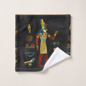Egyptisch patroon van goud, Blauwgroen en rood gla Bad Handdoek (Wasdoekje)