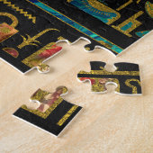 Egyptisch patroon van goud, Blauwgroen en rood gla Legpuzzel (Zijkant)
