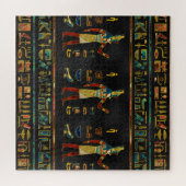 Egyptisch patroon van goud, Blauwgroen en rood gla Legpuzzel (Horizontaal)