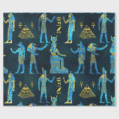 Egyptisch patroon van goud en blauw glas cadeaupapier (Vlak)