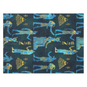 Egyptisch patroon van goud en blauw glas tafelkleed (Voorkant (Horizontaal))