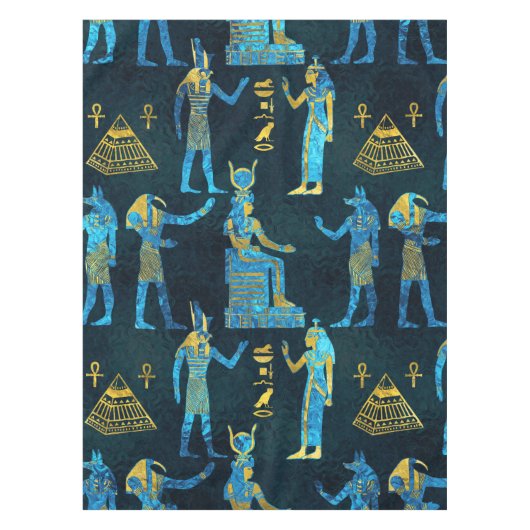 Egyptisch patroon van goud en blauw glas tafelkleed (Voorkant)