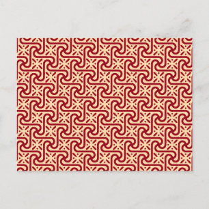 Egyptisch patroon van tegel, maroon en perziken briefkaart