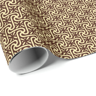 Egyptisch patroon van tegels, chocolade bruin en g cadeaupapier