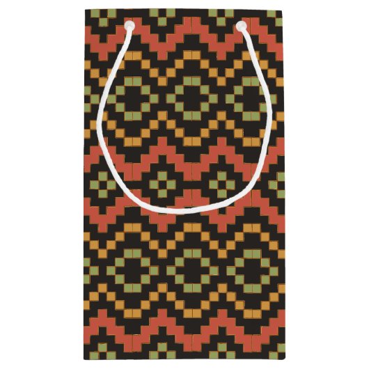 Egyptisch Rood Groen Zwart Tribal Kleine Gift Bag Klein Cadeauzakje (Achterkant)