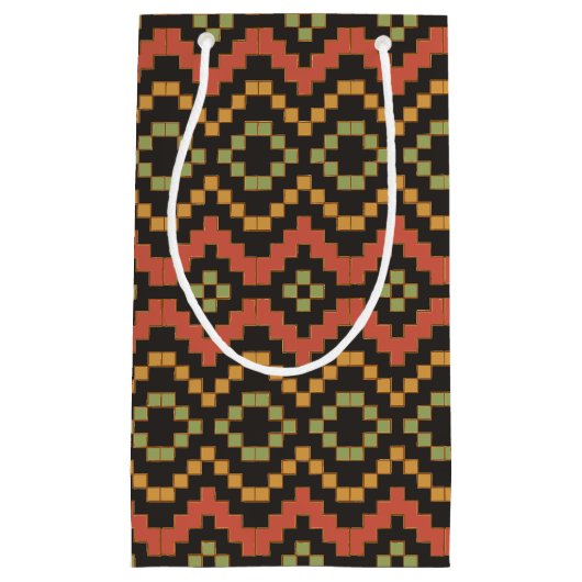Egyptisch Rood Groen Zwart Tribal Kleine Gift Bag Klein Cadeauzakje (Voorkant)