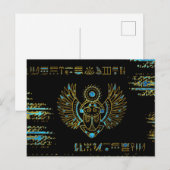 Egyptisch Scarab Beetle Gold en blauw gekleurd gla Briefkaart (Voorkant / Achterkant)
