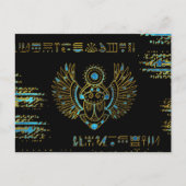 Egyptisch Scarab Beetle Gold en blauw gekleurd gla Briefkaart (Voorkant)