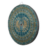Egyptisch Scarab Beetle Gold op Blauwgroen leder Dartbord (Voorkant Rechts)