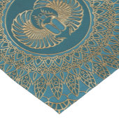 Egyptisch Scarab Beetle Gold op Blauwgroen leder Korte Tafelloper (Hoek)