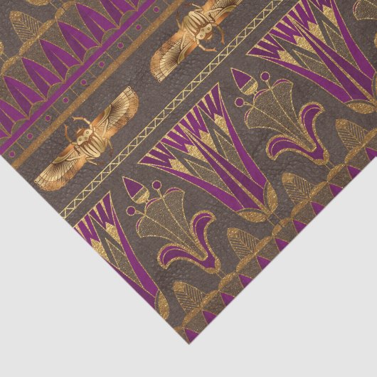 Egyptisch Scarab Beetle Paars en Gold Tissuepapier (Detail)