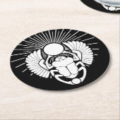 Egyptisch scharnierend godsymbool ronde kartonnen onderzetter (Gebogen)