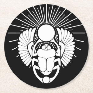 Egyptisch scharnierend godsymbool ronde kartonnen onderzetter