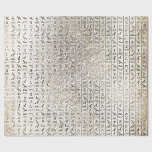 Egyptisch Script Pearly Gold Foxier White Royal Cadeaupapier (Vlak)
