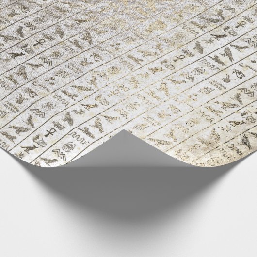 Egyptisch Script Pearly Gold Foxier White Royal Cadeaupapier (Hoek)