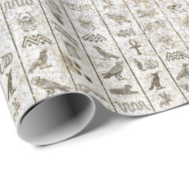 Egyptisch Script Pearly Gold Foxier White Royal Cadeaupapier