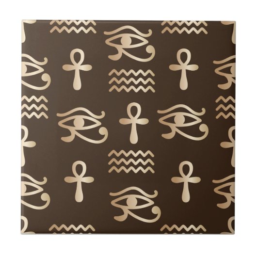 Egyptisch symbool Ankh Horus Oogpatroon Tegeltje (Voorkant)