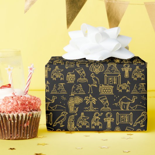 Egyptisch Symboolpatroon voor schrijfwijze Cadeaupapier (Verjaardagsfeest)