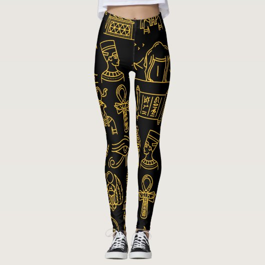 Egyptisch Symboolpatroon voor schrijfwijze Leggings (Voorkant)