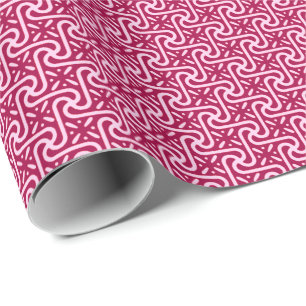 Egyptisch tegelpatroon, bordeauxrood en roze cadeaupapier