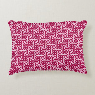 Egyptisch tegelpatroon, bordeauxrood en roze decoratief kussen