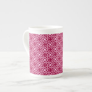 Egyptisch tegelpatroon, bordeauxrood en roze porselein kop