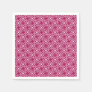 Egyptisch tegelpatroon, bordeauxrood en roze servet