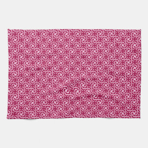 Egyptisch tegelpatroon, bordeauxrood en roze theedoek